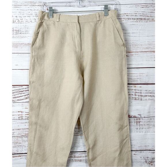 & Other Stories Paris Atelier Women's Linen Tapered Casual Pants Cream Size 6 - Picture 2 of 12